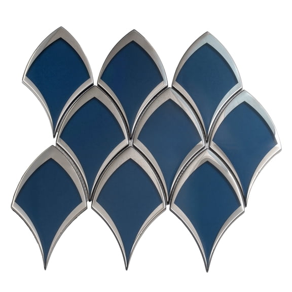 Mirari 10x12 in. Blue, Gray Glossy Glass Fish-shaped Mosaic Wall Tile (4.25 sq ft/case, 5-Pack)