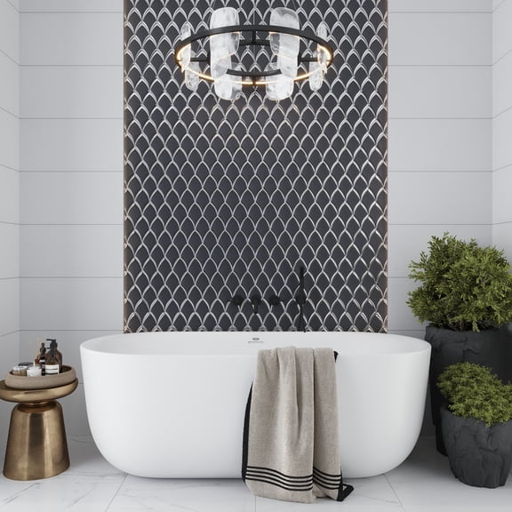 Mirari 10x12 in. Gray Glossy Glass Fish-shaped Mosaic Wall Tile (4.25 sq ft/case, 5-Pack)