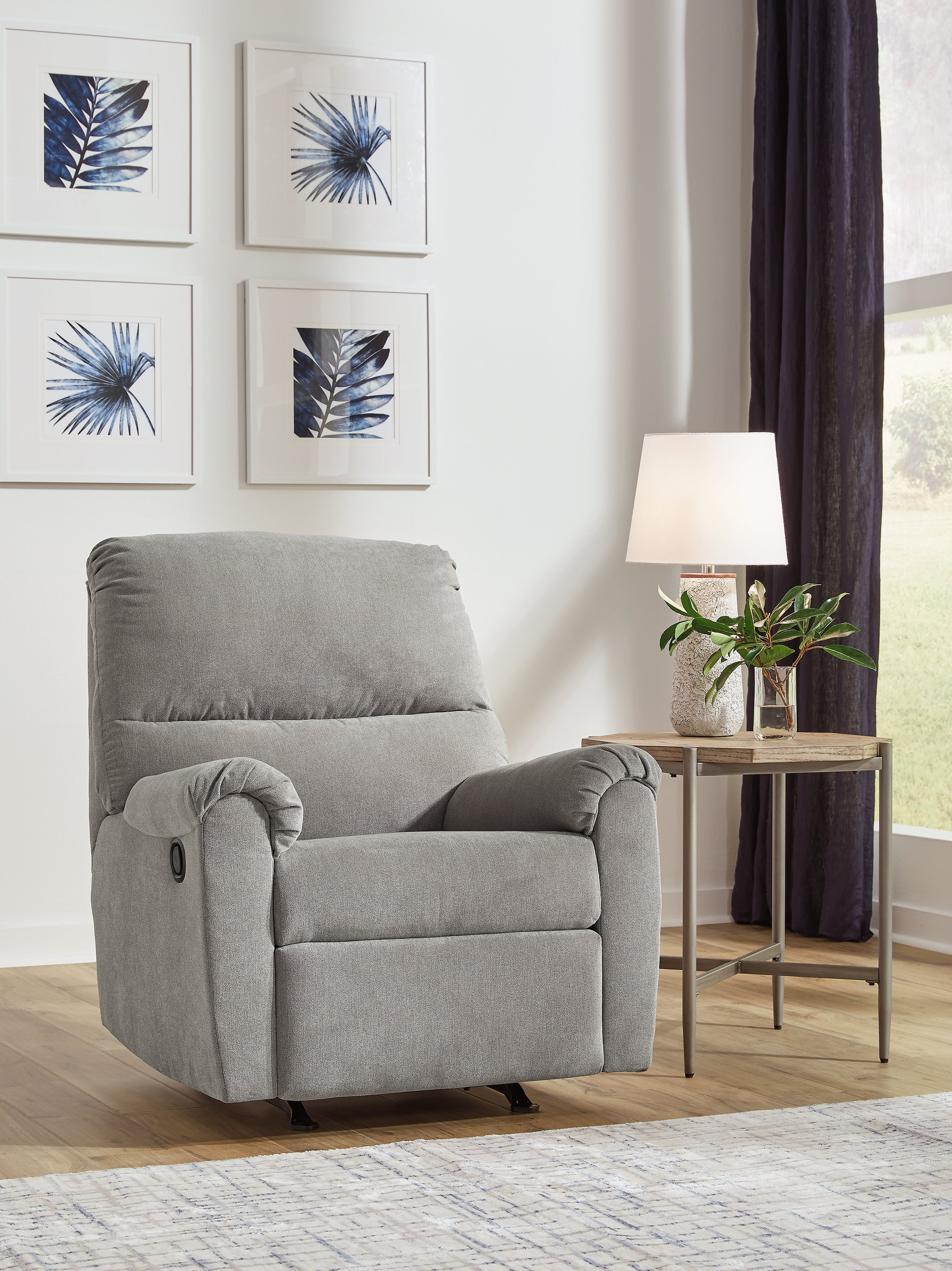 34" Wide Gray Metal Rocker Recliner