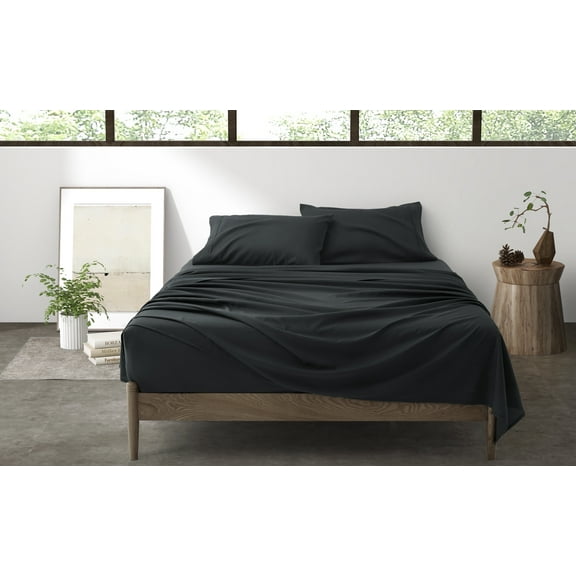 Queen Black Brushed Bed Sheets, 4-Piece 2400 Thread Count Luxury Soft Bed Sheet Sets