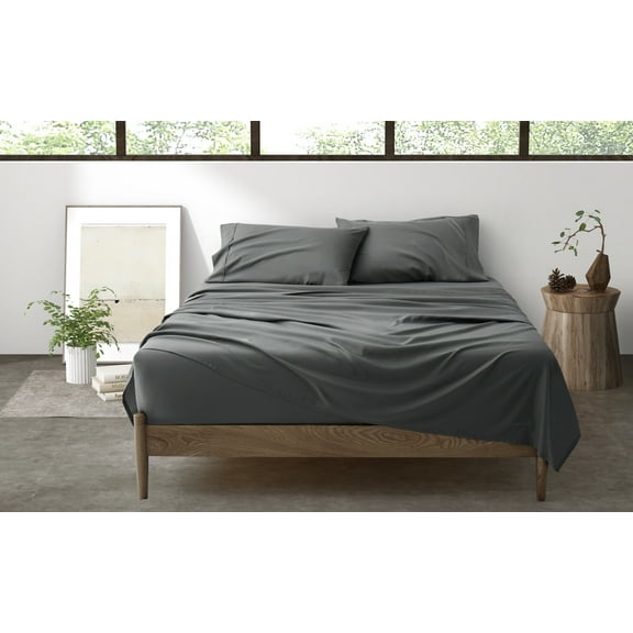 King Slate Grey Microfiber Bed Sheets, 2400TC Hotel Luxury Bedding Sheet Sets