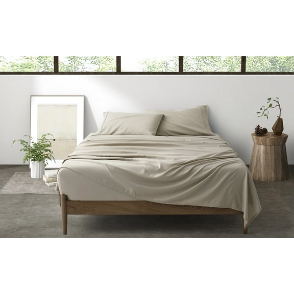 Queen Taupe Brushed Bed Sheets, 4-Piece 2400 Thread Count Luxury Soft Bed Sheet Sets