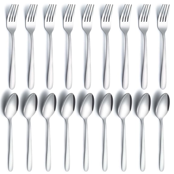 Mirdinner 24 Pieces Spoons and Forks Silverware Set, Food Grade Stainless Steel Flatware Cutlery Set, Dinner Forks and Tablespoon for Home, Kitchen and Restaurant, Mirror Polished, Dishwasher Safe