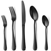 Mirdinner 20 Piece Silverware Set, Stainless Steel Mirror Polish Cutlery Set, Service for 4, Tableware/Flatware Set include Knife Fork Spoon, Dishwasher Safe, for Home Kitchen Restaurant, Black