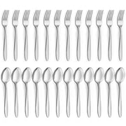 Mirdinner 24 Pcs Dinner Forks and Spoons Set, Stainless Steel Silverware Flatware Set, Salad Fork and Soup Spoon, Using for Home, Kitchen or Restaurant, Mirror Polished, Dishwasher Safe