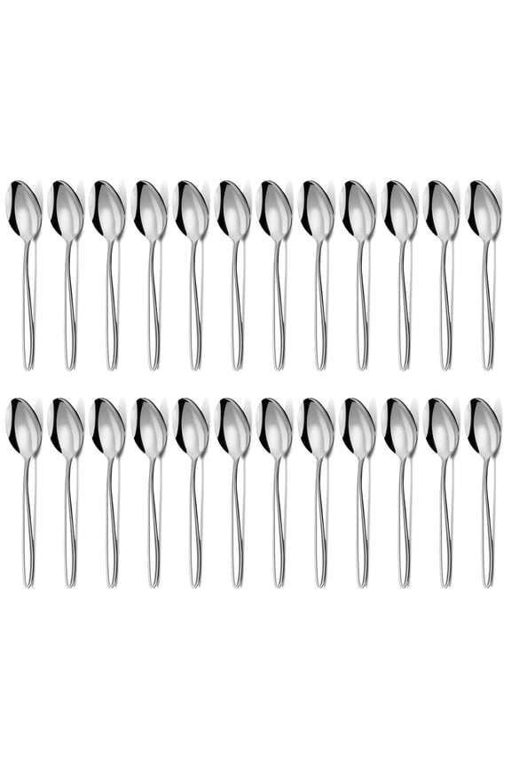 24 Pcs Dinner Spoons Set, 7.67" Stainless Steel Soup Spoons Silverware Set, Silver Spoons, Using for Home, Kitchen or Restaurant, Mirror Polished, Dishwasher Safe
