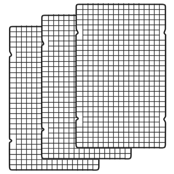 Mirdinner 3P Cooling Rack for Baking, 15.8"×9.8" Stainless Steel Baking Rack, Oven Safe Black Roasting Rack & Wire Rack & Cookie Cooling Rack for Cooking, Roasting, Grilling, Drying