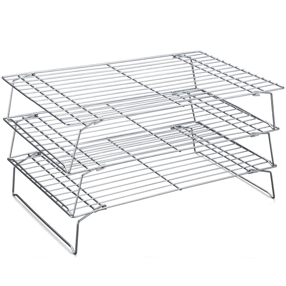 Mirdinner 3P Tier Cooling Rack for Baking, 10"×16" Stackable Stainless Steel Baking Rack, Oven Safe Roasting Rack & Wire Rack & Cookie Cooling Rack for Cooking, Roasting, Grilling