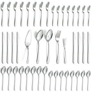 Mirdinner 45 Pcs Silverware Set with Serving Utensils for 8, Food Grade Stainless Steel Flatware Cutlery Set for Home and Restaurant, Mirror Polished & Dishwasher Safe