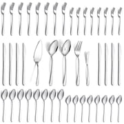 Mirdinner 45 Pcs Silverware Set with Serving Utensils for 8, Food Grade Stainless Steel Flatware Cutlery Set for Home and Restaurant, Mirror Polished & Dishwasher Safe