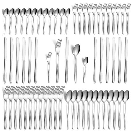 Mirdinner 60 Pieces Silverware Set, Cutlery Set for 12, Food-Grade Stainless Steel Tableware Flatware Set, Forks Spoons and Knives Set for Home Restaurant Hotel, Mirror Polished, Dishwasher Safe