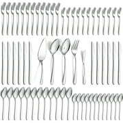Mirdinner 65 Pcs Silverware Set with Serving Set for 12, Stainless Steel Flatware Cutlery Set Contains 5 Pcs Serving Set, for Home, Restaurant or Parties, Dishwasher Safe