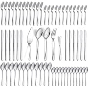 Mirdinner 65 Pcs Silverware Set with Serving Set for 12, Stainless Steel Flatware Cutlery Set Contains 5 Pcs Serving Set, for Home, Restaurant or Parties, Dishwasher Safe