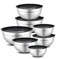 7-Piece Mirdinner Mixing Nesting Stainless Steel Bowls Set w/ Lids