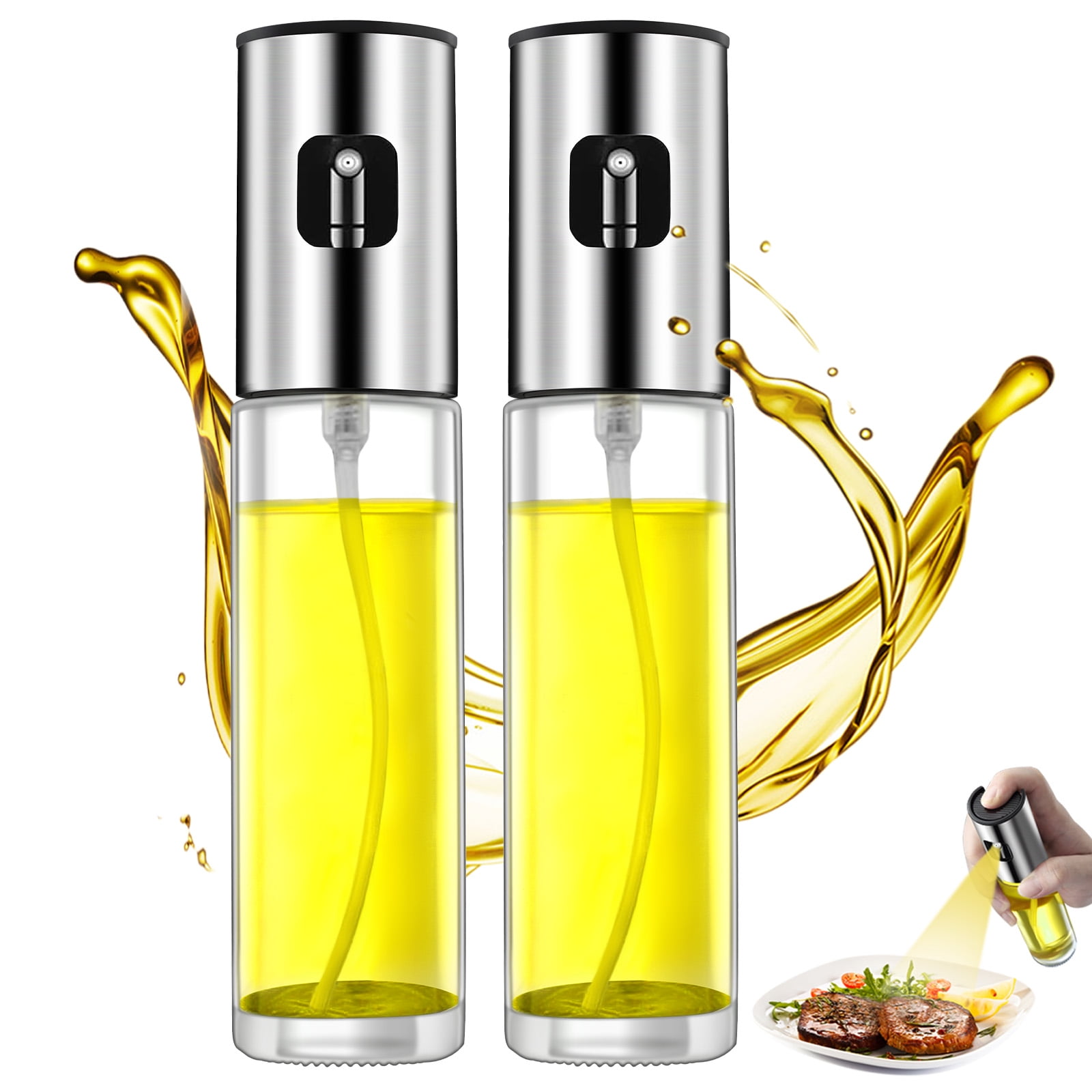 Mirdinner Oil Sprayer for Cooking, 2 Pack Olive Oil Sprayer, ‎ 100ml Olive Oil Spray Bottle for Air Fryer, Food-Grade Oil Mister Used for Kitchen, BBQ, Salad, Baking, Roasting - Walmart.com
