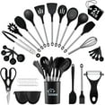 thumbnail image 1 of Mirdinner Silicone Cooking Utensils Set, 21 Pcs Safe Food-Grade Kitchen Utensils Set with Holder, BPA-Free, Non-stick Heat Resistant Silicone Cookware with Stainless Steel Handle, Black, 1 of 7