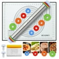 thumbnail image 1 of Mirdinner Stainless Steel Rolling Pin, Dough Roller with Silicone Removable Rings, Baking Mat and Bench Scraper, Bake Tools for Cooking Pizza Pie Cookies Pastries, 1 of 6