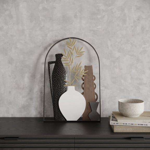 Mirella Farmhouse Arched Vase Frame Metal Wall Art