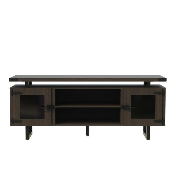 Mirella Low Wall Cabinet Glass Doors in Southern Tobacco