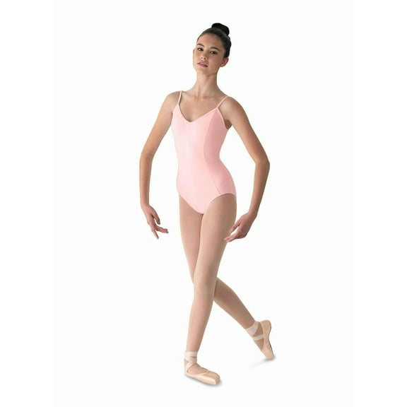 Mirella Women's Microlux Princess Seam V-Front Camisole Dance Leotard,Pink,Small