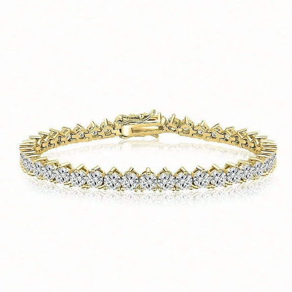 Miren 18K White Gold-Plated Tennis Bracelet with Square 5A Cubic Zirconia, Waterproof & Fade-Resistant, Unisex, 4mm Wide, Available in 6.5-24 Inches