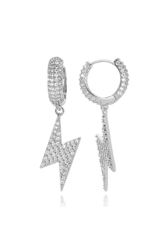 Full Diamond Lightning Hip-Hop Zirconia Earrings, 5A+ Grade Zircon, Unisex, Hypoallergenic, Stylish & Luxurious – Perfect Gift