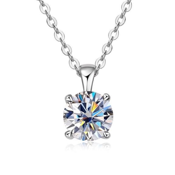 Miren S925 Sterling Silver/Gold Plated Four-Prong Moissanite Necklace – 1-Carat D-Color Moissanite, Hypoallergenic, 20-Inch Chain, Elegant Gift for Women