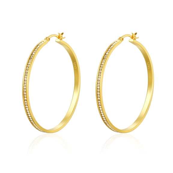Miren Silver Zirconia Hoop Earrings – Large, Lightweight, Hypoallergenic Hoop Earrings for Women (30mm, 40mm, 50mm, 60mm)