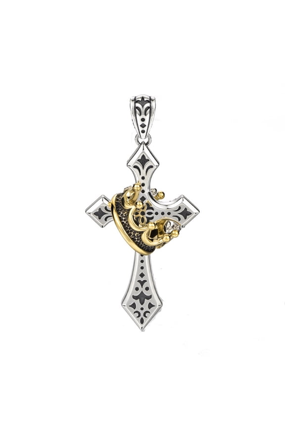 Unisex Crown Cross Necklace, Silver Vintage Thorn Cross Pendant, Jesus Cross Jewelry Symbolizing Faith & Strength