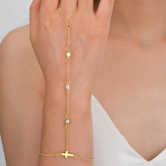 Miren Womenās 14K Gold Plated Cross Bracelet with Zirconia, Hypoallergenic & Fade-Resistant, Elegant Everyday Jewelry