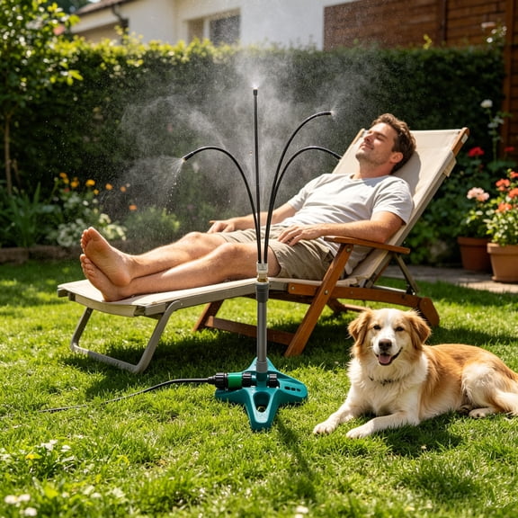 Miretho Adjustable Standing Misting System 24.8 Inch Outdoor Patio Atomizing Sprayer Portable Garden Cooling Spray System,Multicolor