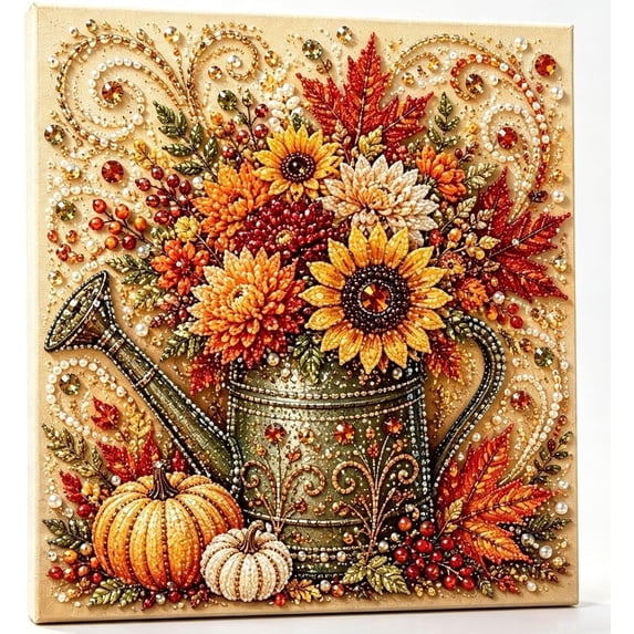 Miretho Autumn Pearl Painting Kit, DIY Diamond Pearl Art Craft for Adults, Fall Bead Painting Kit, Harvest Seasonal Home Decor, Thanksgiving Decorative Gift