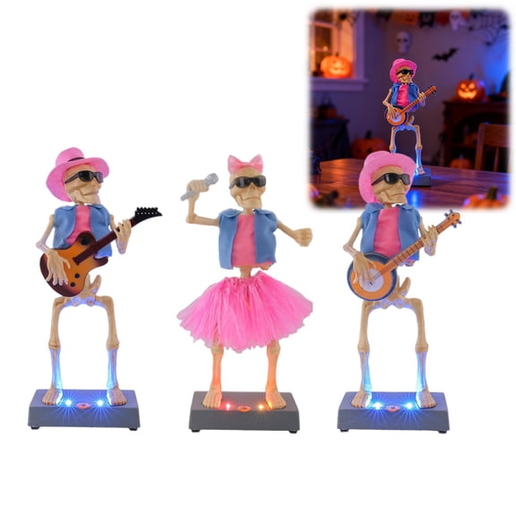 Miretho Quirky Musical Dancing Skeleton Figurine 3pcs,3pcs set