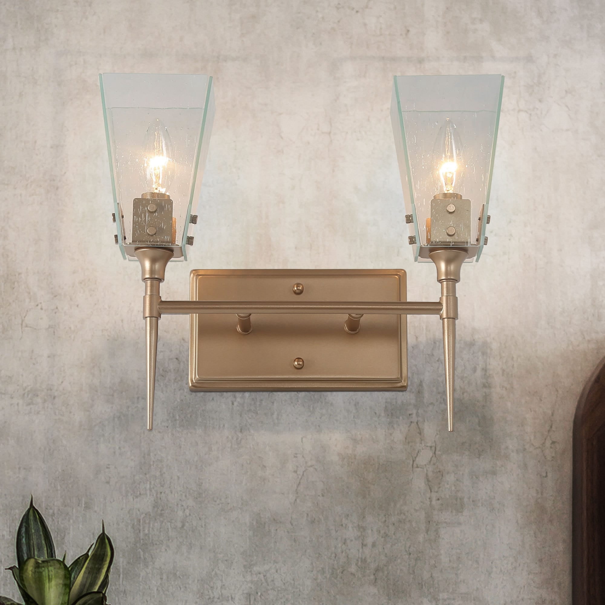 Mirha Mid-Century Modern Industrial Dimmable Glass Wall Sconce Bathroom ...