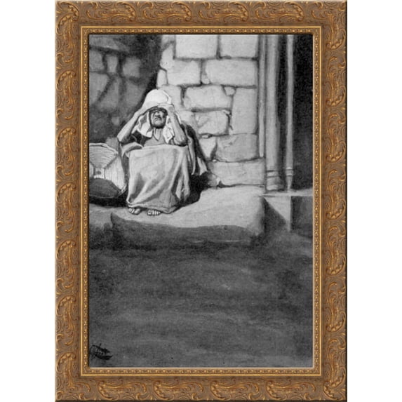 Miriam Shut Out from the Camp 24x18 Gold Ornate Wood Framed Canvas Art by James Tissot