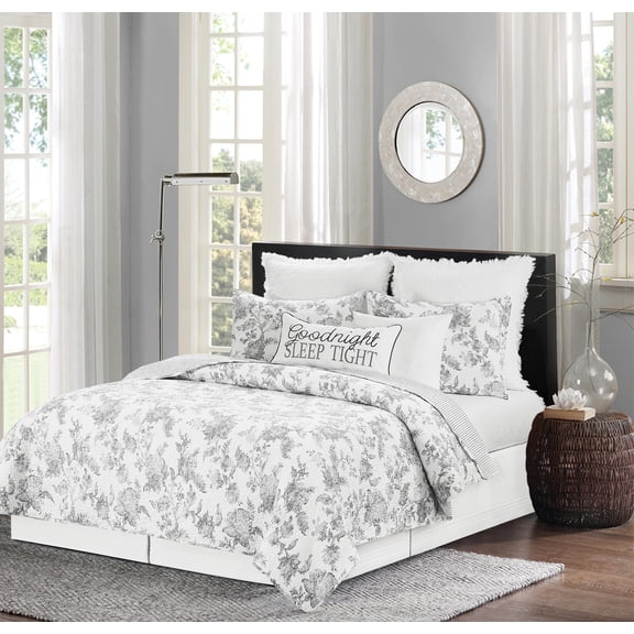 Miriam Slate Reversible Floral Full/Queen Quilt Set