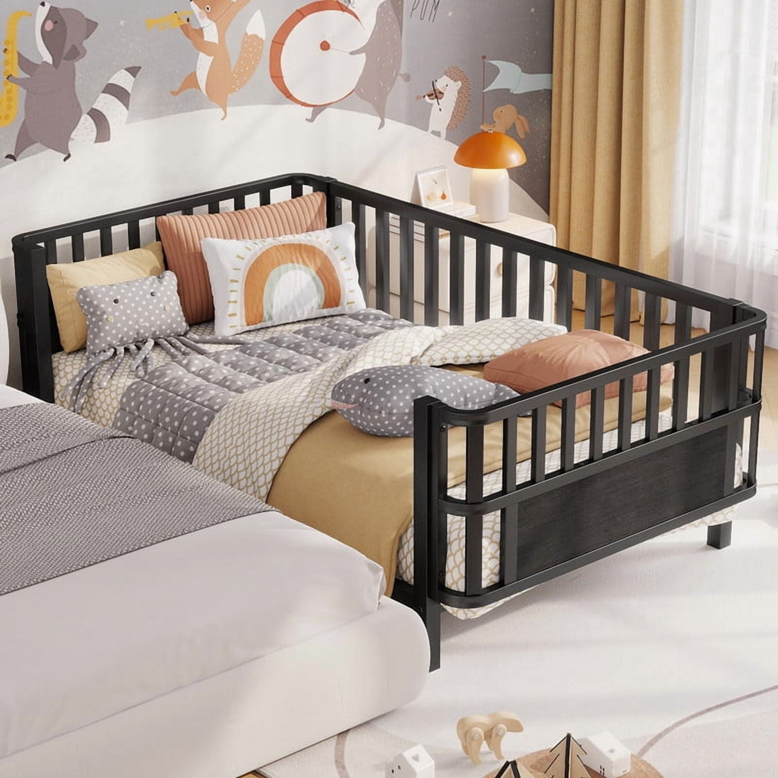 Mirightone Twin Bed Frames with Rails, Metal Montessori Bed with Slats ...