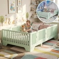 thumbnail image 1 of Mirightone Twin Size Floor Bed with Rails and Slats, Twin Size Montessori Beds with Doors, No Box Spring Needed, Mint Green, 1 of 9