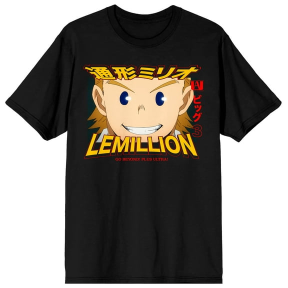 Mirio Togata Lemillion My Hero Academia Anime Mens Black Graphic Tee-S