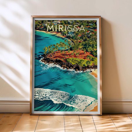 Mirissa Travel Poster, Sri Lanka Poster, Mirissa Retro Wall Art, Asia Decor, Coconut Tree Hill Art, , Poster Print Only