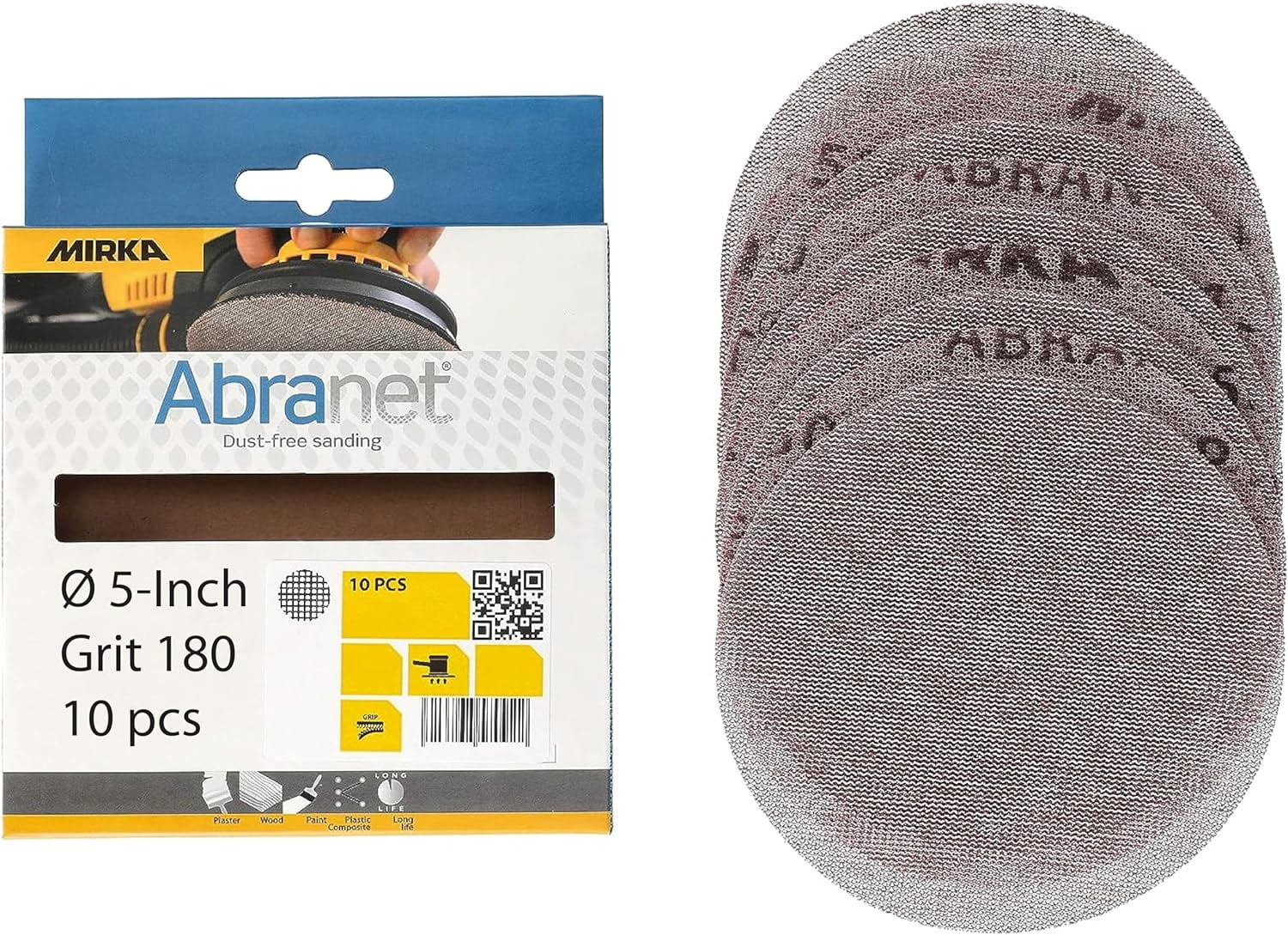 Mirka Net Disc / 5 inch/Grit 180 /Sandpaper Sanding Discs Hook