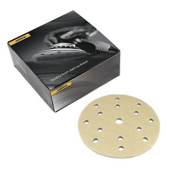 Mirka Abrasives Gold Soft 23645500 23 Series Semi-Open Coated Grip-On Sanding Disc, 6 in, P500 Grit, Aluminum Oxide