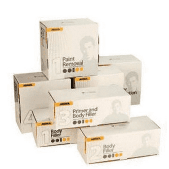 Mirka Abrasives OSP OS241001 Closed Coated Grip-On Sanding Disc, 6 in, Blended, Hook and Loop Attachment