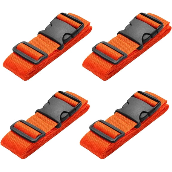 Mirlewaiy 4 Pack Adjustable Luggage Straps Heavy Duty Suitcase Belts with Secure Lock for Travel Bags and Briefcases 40 to 78 Inch Orange