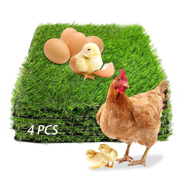 Mirlewaiy 4 Pack Washable Chicken Nesting Pads - Cuttable Artificial Grass Rug for Nesting Boxes, Comfortable Bedding Liners for Chickens, Ducks, and Geese