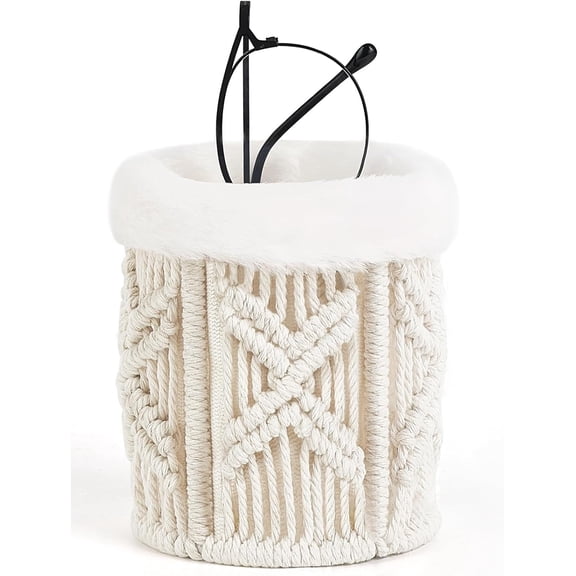 Mirlewaiy Plush Lined Glasses Holder Stand for Multiple Eyeglasses - Boho Decor Eyewear Organizer Case for Nightstand Desk and Office
