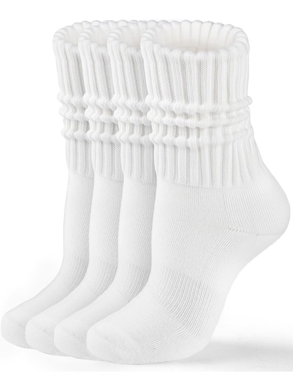 Women’s Cotton Slouchy Crew Socks, Soft & Cozy Mid-Calf Socks for Casual Wear, Gym Workout & Boot Styling Sizes 5-11