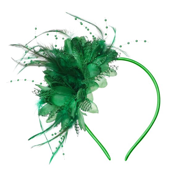 Mirlewaiy Women's Fascinator Hat, Feather and Pearl Veil Headband for Tea Parties, Weddings and Cocktail Events