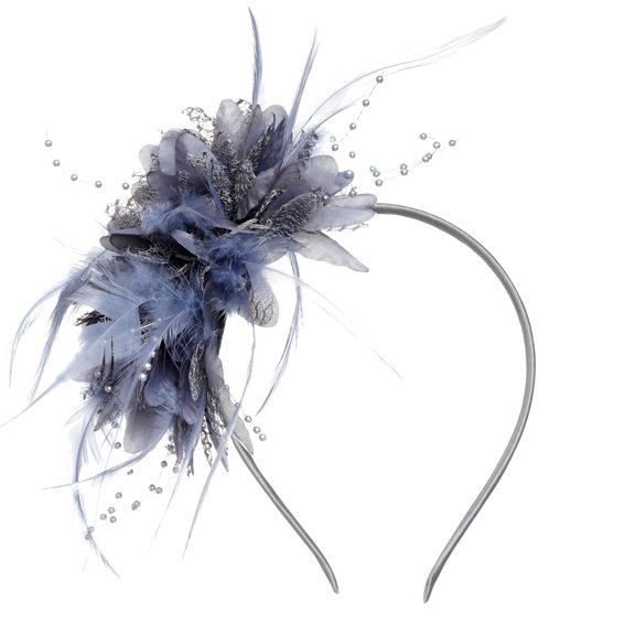 Mirlewaiy Women's Fascinator Hat, Feather and Pearl Veil Headband for Tea Parties, Weddings and Cocktail Events