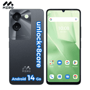 Miro A67 Unlock 8Core Android 14GO 6.75HD Large Screen Smartphone with Expandable Storage 1TB Black